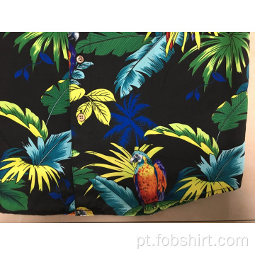 Camisa havaí com impressão 100% poliéster